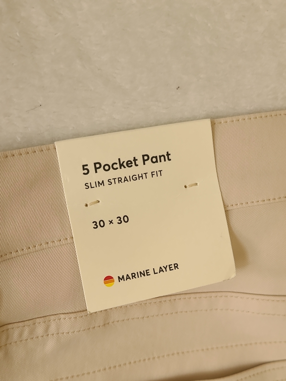 Marine Layer NEW The 5-Pocket Undercover Tech Pant 30x30 Bone Slim Straight Fit - Picture 8 of 8